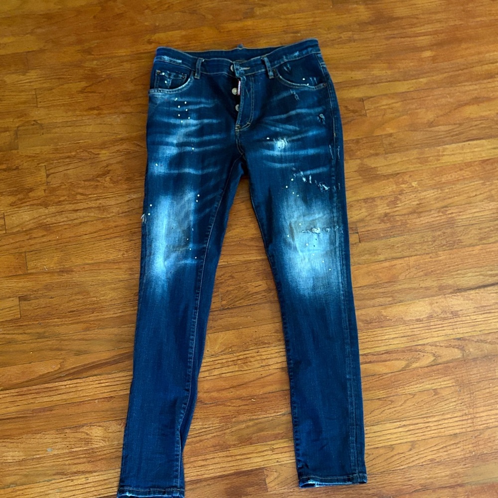 DSQUARED2 Distressed Indigo Slim Jeans Icon Ibrahimovic